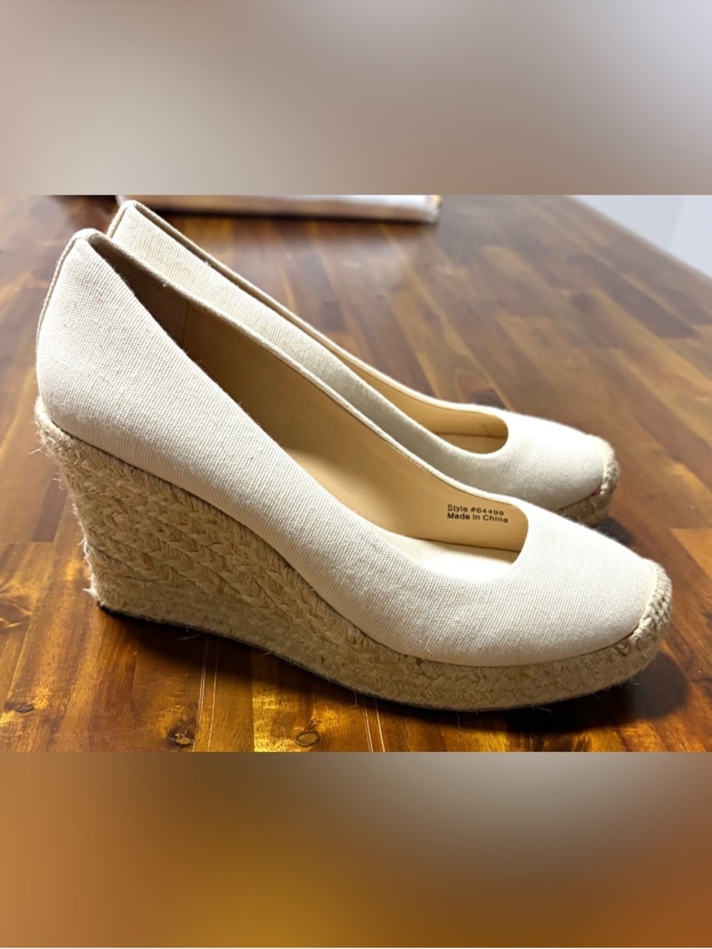 J. Crew Cream Canvas Espadrille Flats, natural fabric and genuine leather.
